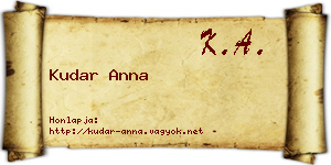 Kudar Anna névjegykártya