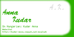 anna kudar business card